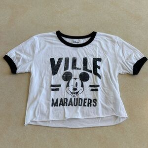 Millersville University Marauder Disney Mickey crop ringer t-shirt S